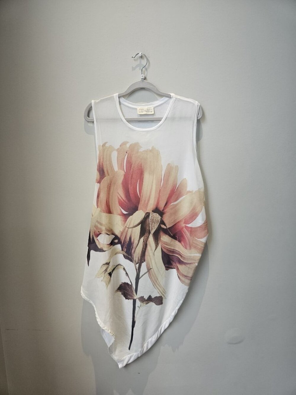 ZARA Floral Asymmetrical Tunic Top | Size Medium